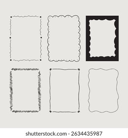abstract frame square cottage core vector. Wall decoration. Wedding party birthday invitation invite design card 