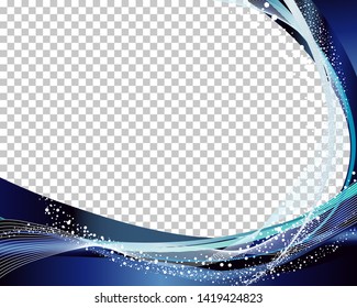 Abstract frame with stars and bubbles and transparency grid on back. Vector Illustration.