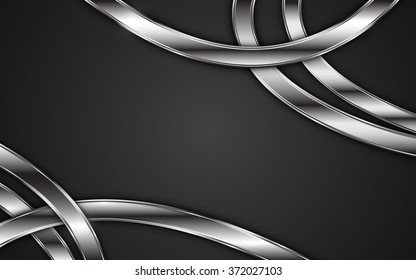 abstract frame stripe tribal metallic texture design on black background