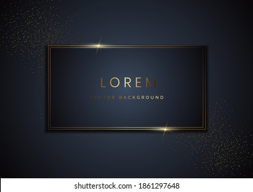 Abstract frame stripes golden lines diagonal overlap on dot gold glitter dark background. Luxury style. Vector illustration