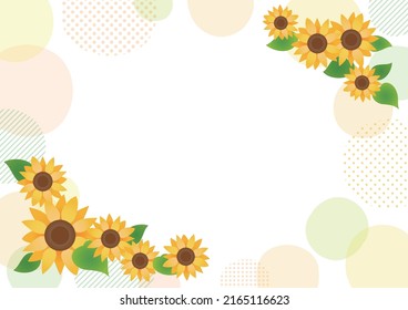 Abstract frame of sunflower flowers in watercolor