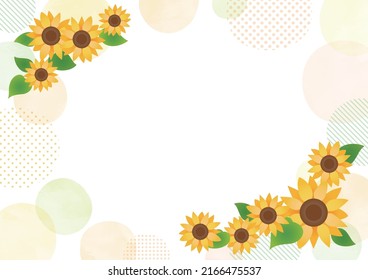 Abstract frame of sunflower flowers in watercolor