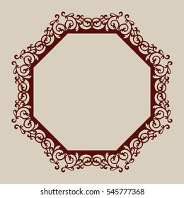 Abstract frame with swirls. Template for laser cutting, plotter cutting or printing. Pattern is suitable for greeting cards, invitations, design interiors etc