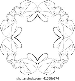 Abstract frame for text decoration made in the form of a sketch of girls. Vector illustration. For presentations, graphics, design, wallpaper