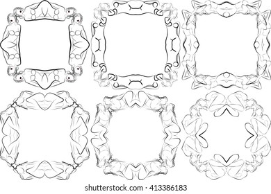 Abstract frame for text decoration made in the form of a sketch of girls. Vector illustration. For presentations, graphics, design, wallpaper