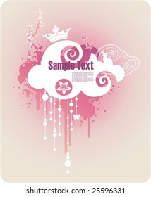 abstract frame for text with grunge elements, crown and cat silhouette