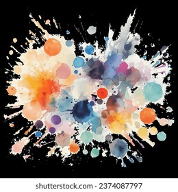 Abstract frame for text with watercolor background consisting of splashes and strokes of watercolor paint. 
