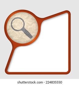 abstract frame with texture of crumpled paper and magnifier