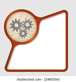 abstract frame with texture of crumpled paper and cogwheels