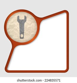 abstract frame with texture of crumpled paper and spanner
