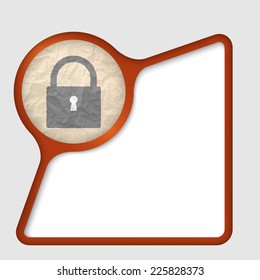 abstract frame with texture of crumpled paper and padlock