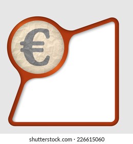 abstract frame with texture of crumpled paper and euro symbol
