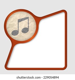 abstract frame with texture of crumpled paper and music icon