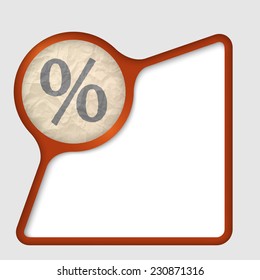 abstract frame with texture of crumpled paper and percent symbol