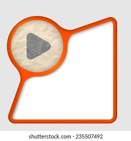 abstract frame with texture of crumpled paper and play symbol