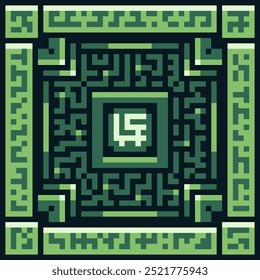 Abstract frame texture pixel art style cyberpunk background, element design for mobile app and web, banner object for your concept design, greeting card, poster. Video game assets. Isolated vector.