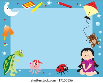 abstract frame with toys, illustration