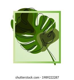 Abstract frame with tropical leaf inside