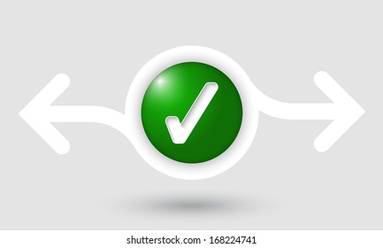 abstract frame with two arrows and check box