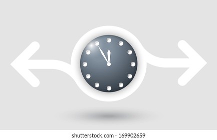 abstract frame with two arrows and clock