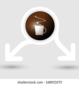 abstract frame with two arrows and cup of coffee