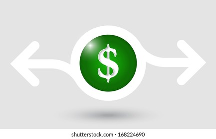 abstract frame with two arrows and dollar sign