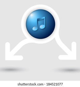 abstract frame with two arrows and music icon