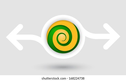 abstract frame with two arrows and spiral