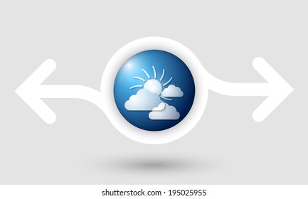 abstract frame with two arrows and sun and clouds