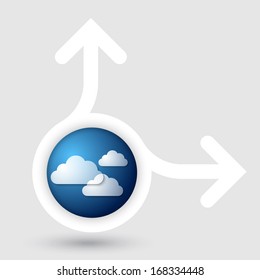 abstract frame with two arrows and three clouds