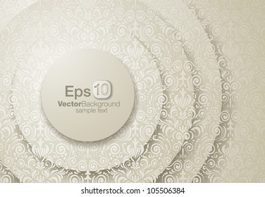 Abstract frame vector illustration with delicate seamless floral decoration, over a 3d background