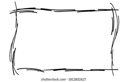Abstract frame vector illustration with a striped hand-drawn texture. Design element.