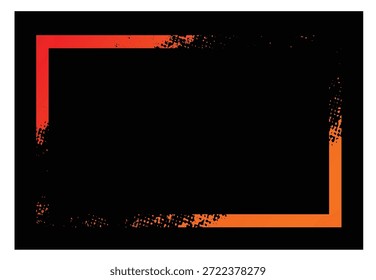 abstract frame vector, resembling messy ink brushstrokes. Design for posters, invitations, gift cards, coupons, and book covers. Grunge textured background. Pop art comic-style vector illustration featuring sports-style dots.