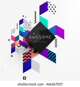 Abstract frame for your logo with abstract geometric pattern design, vector