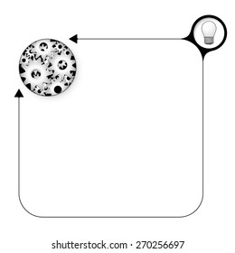 Abstract frame for your text with bulb and cogwheels