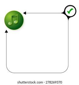 Abstract frame for your text with check box and music icon