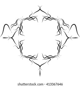 Abstract frame for your text decoration made in the form of a sketch of girls. Vector illustration. For presentations, graphics, design, wallpaper