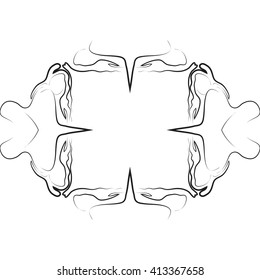 Abstract frame for your text decoration made in the form of a sketch of girls. Vector illustration. For presentations, graphics, design, wallpaper