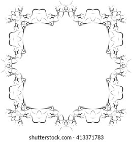 Abstract frame for your text decoration made in the form of a sketch of girls. Vector illustration. For presentations, graphics, design, wallpaper