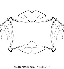 Abstract frame for your text decoration made in the form of a sketch of girls. Vector illustration. For presentations, graphics, design, wallpaper