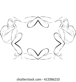 Abstract frame for your text decoration made in the form of a sketch of girls. Vector illustration. For presentations, graphics, design, wallpaper