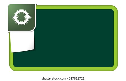 Abstract frame for your text with green corner and arrows