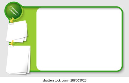 Abstract frame for your text with paper clip and papers for remark