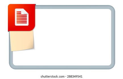 Abstract frame for your text with red corner and document icon