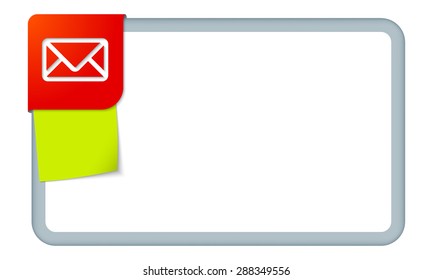 Abstract frame for your text with red corner and envelope