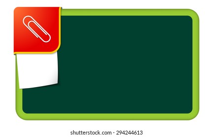 Abstract frame for your text with red corner and paper clip