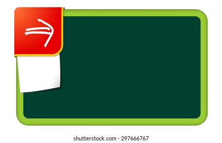 Abstract frame for your text with red corner and arrow