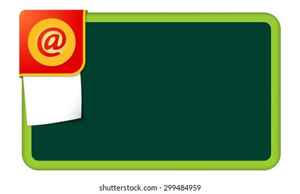Abstract frame for your text with red corner and email symbol