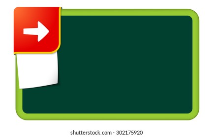 Abstract frame for your text with red corner and arrow