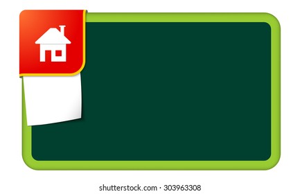 Abstract frame for your text with red corner and home symbol